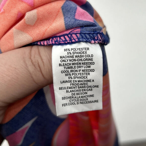 Trina Turk Womens XS Pink Orange Cover Up Dress Blossoms Resortwear Short Sleeve - Picture 8 of 11